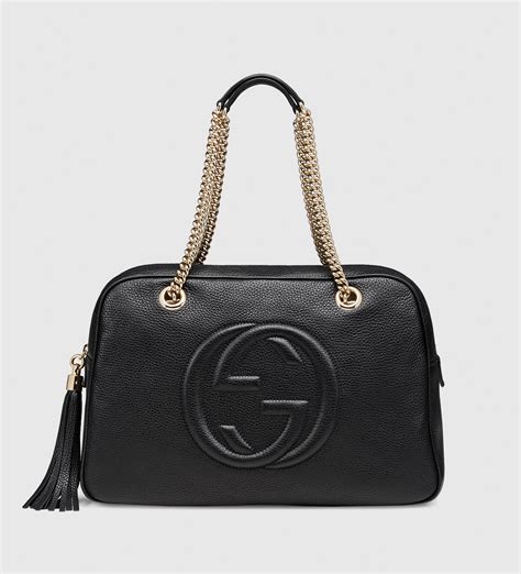 gucci black leather flats|gucci black leather shoulder bag.